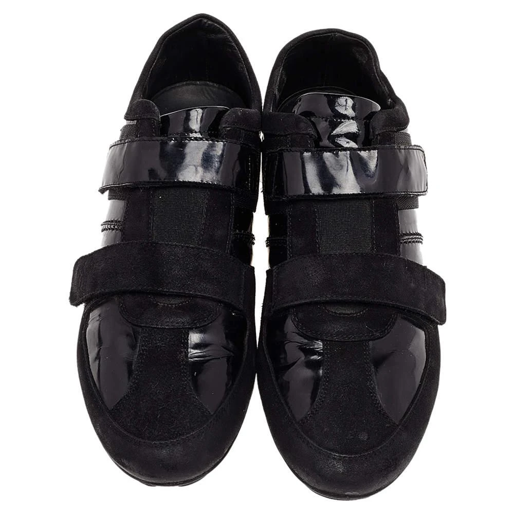商品[二手商品] Versace|Versace Black Patent Leather And Suede Double Velcro Strap Low Top Sneakers Size 40,价格¥1636,第3张图片详细描述