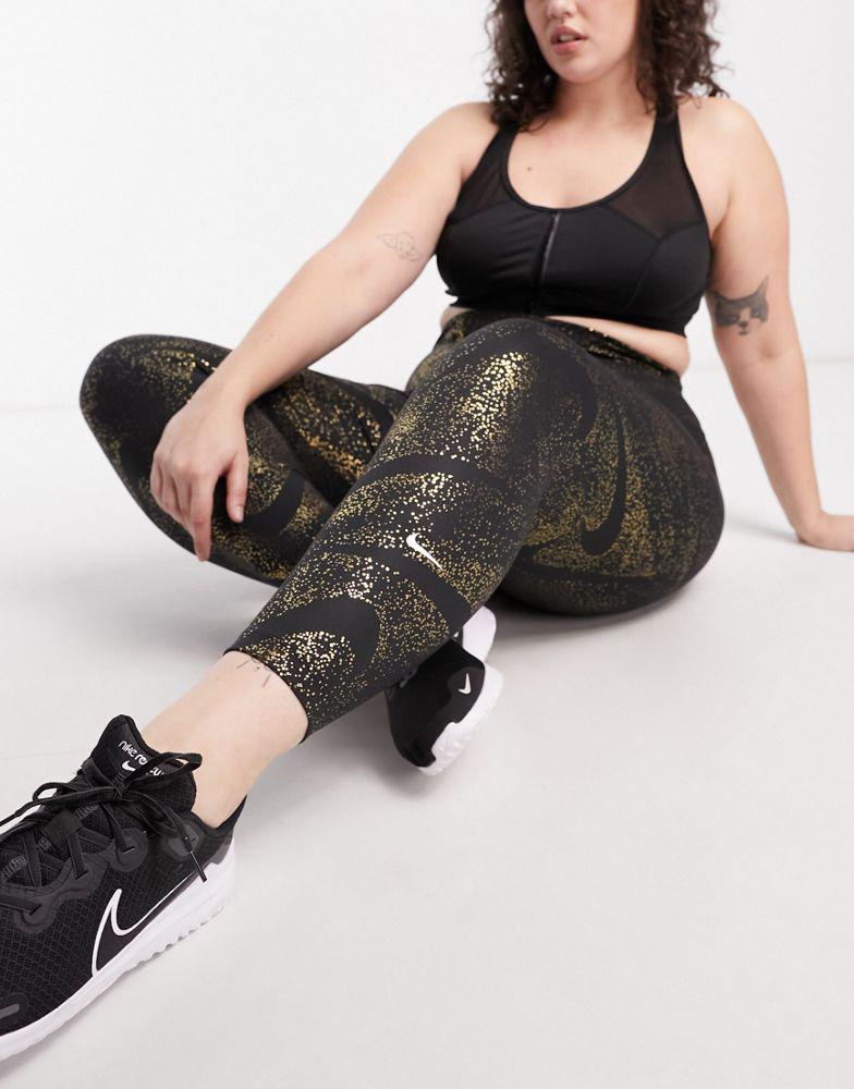 Nike Training Plus One Dri-FIT glitter printed leggings in black商品第1张图片规格展示