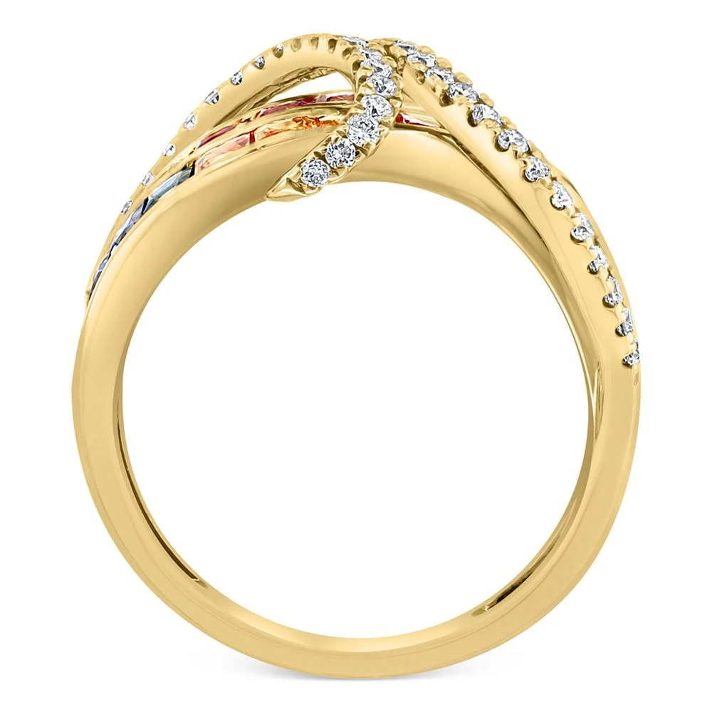 商品Effy|EFFY® Multi-Sapphire (2-1/8 ct. t.w.) & Diamond (3/8 ct t.w.) Statement Ring in 14k Gold,价格¥34600,第3张图片详细描述