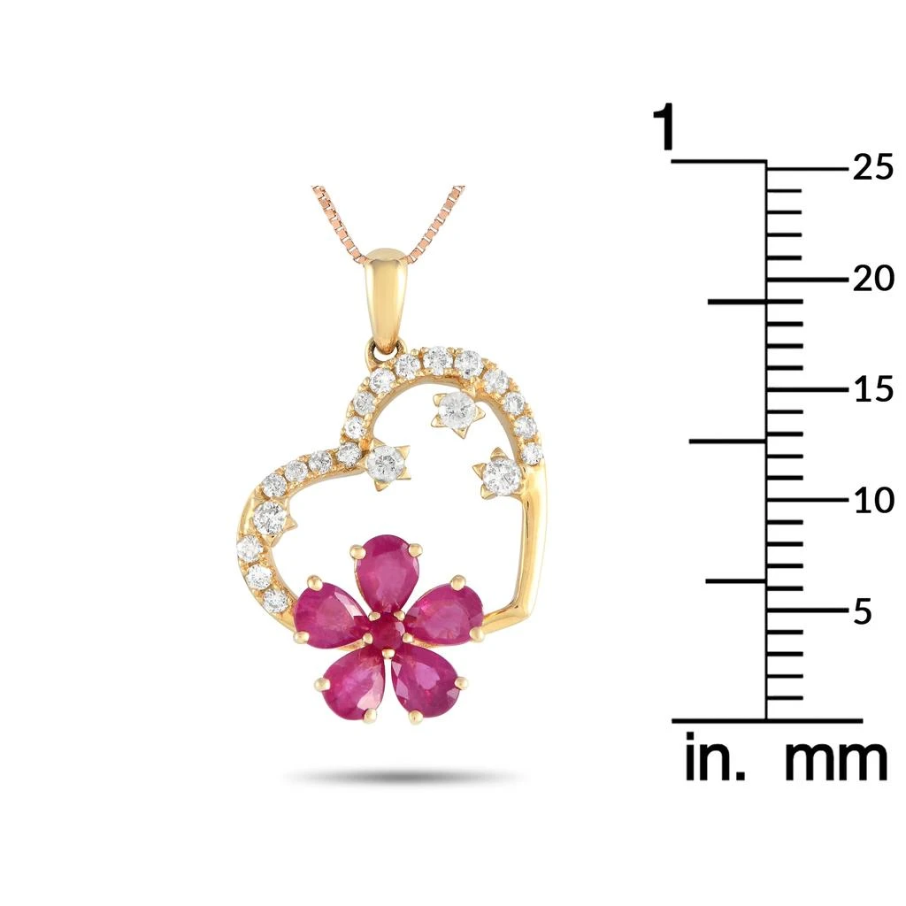 商品LB Exclusive|14K Yellow Gold 0.20ct Diamond and Ruby Heart and Flower Necklace PH4-10098YRU,价格¥4097,第4张图片详细描述