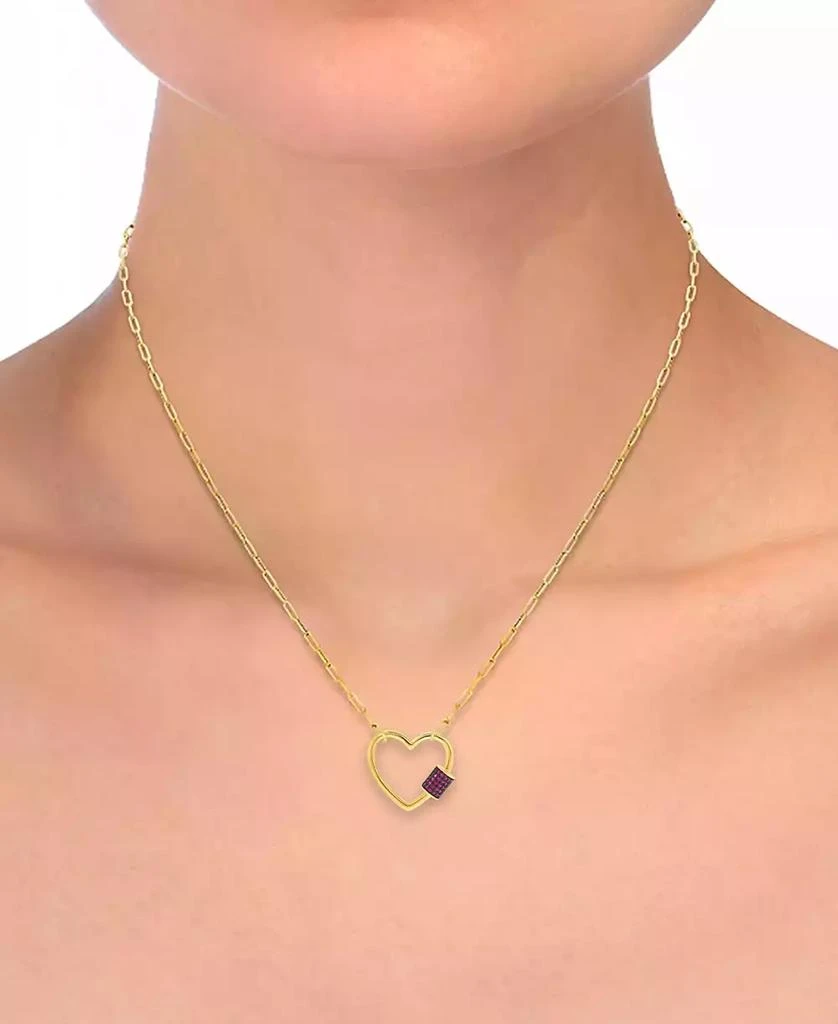 商品Macy's|Lab-Grown Pink Sapphire Cylindrical Cluster 18" Pendant Necklace (1/3 ct. t.w.) in 14k Gold-Plated Sterling Silver,价格¥187,第2张图片详细描述