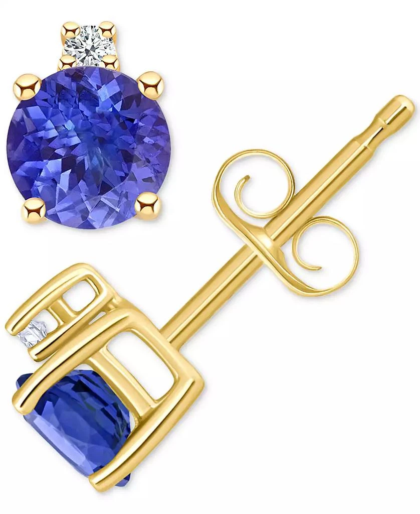 商品Macy's|Tanzanite (1/2 ct. t.w.) & Diamond Accent Stud Earrings in 14k Gold (Also in Emerald, Ruby, & Sapphire),价格¥2392,第5��张图片详细描述