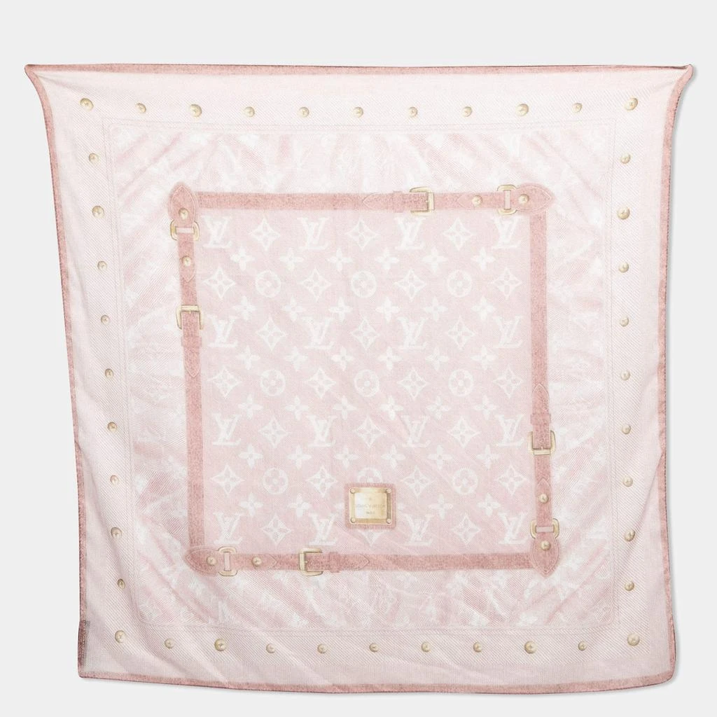 商品[二手商品] Louis Vuitton|Louis Vuitton Pink Monogram Trunk Print Cotton Scarf,价格¥3203,第1张图片