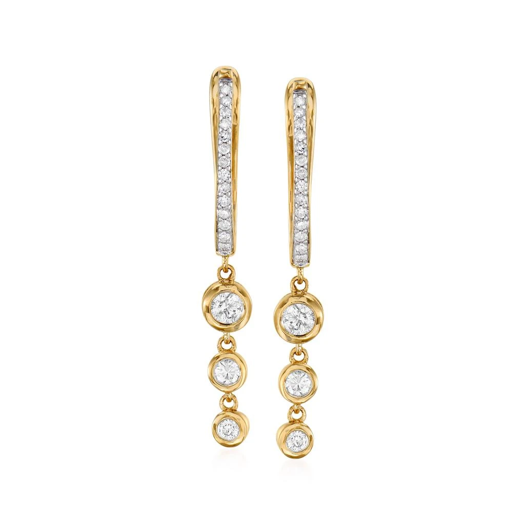 商品Ross-Simons|Ross-Simons Graduated Bezel-Set Diamond Drop Earrings in 14kt Yellow Gold,价格¥3807,第1张图片