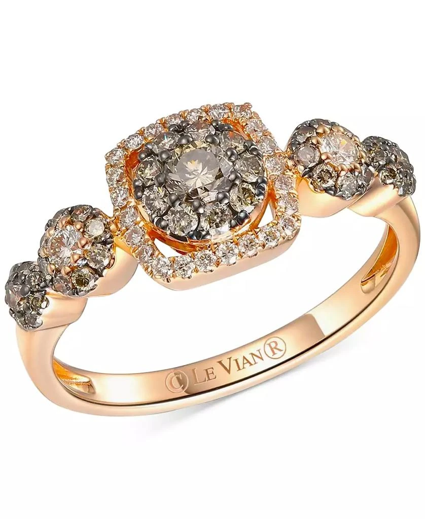 商品Le Vian|Chocolatier® Chocolate Diamond & Vanilla Diamond Multi Halo Ring (5/8 ct. t.w.) in 14k Rose Gold,价格¥6555,第1张图片