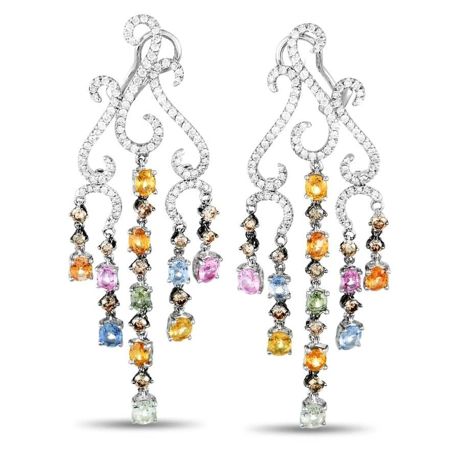 商品LB Exclusive|18K White Gold 2.95 ct Diamond and Sapphire Dangle Earrings,价格¥21784,第1张图片