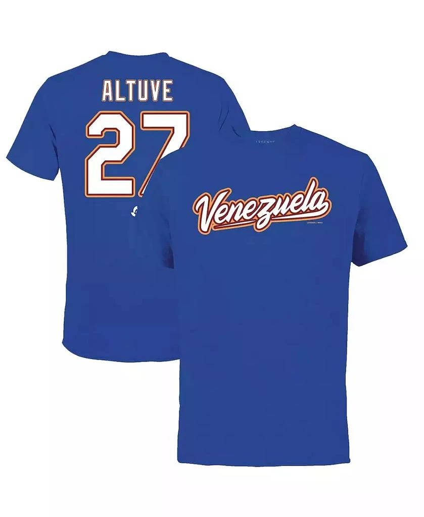 商品Legends|Men's Jose Altuve Royal Venezuela Baseball 2023 World Baseball Classic Name and Number T-shirt,价格¥301,第1张图片