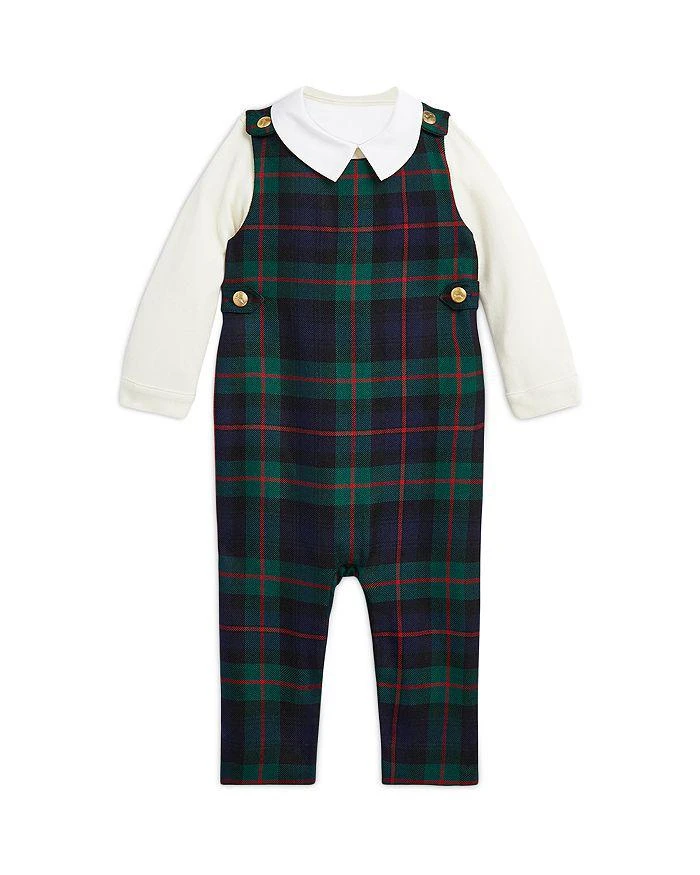 商品Ralph Lauren|Boys' Cotton Bodysuit & Plaid Wool Overalls Set - Baby,价格¥1392,第1张图片详细描述