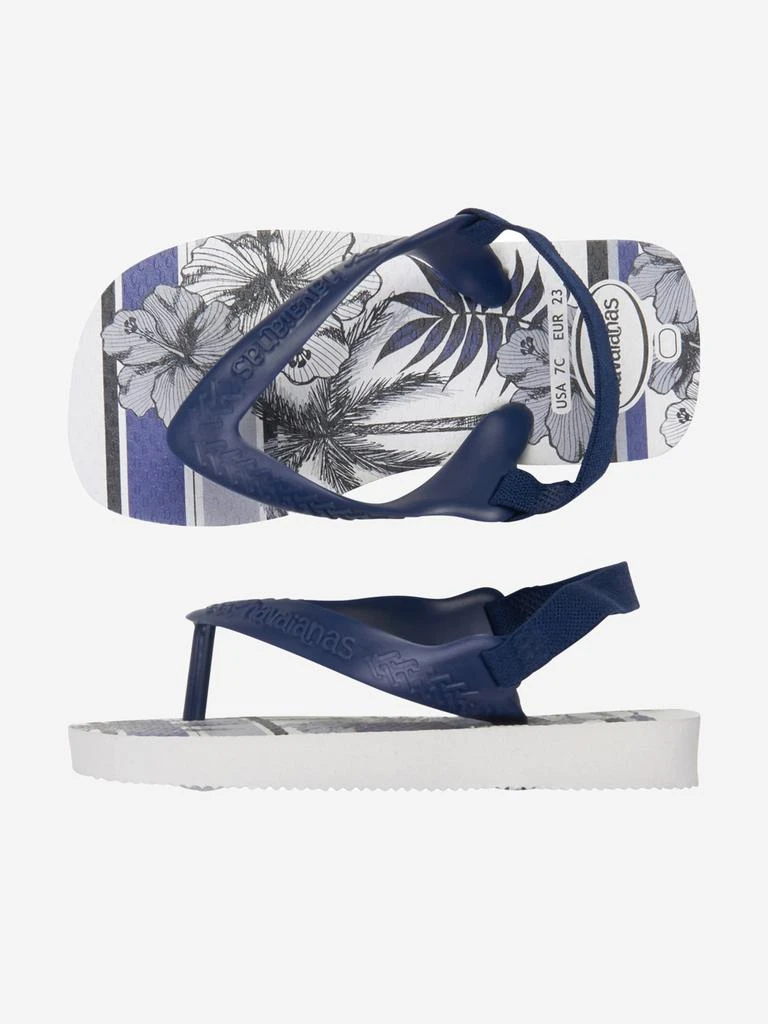 商品Havaianas|Havaianas Kids White & Navy New Baby Chic Flip Flops,价格¥67,第4张图片详细描述