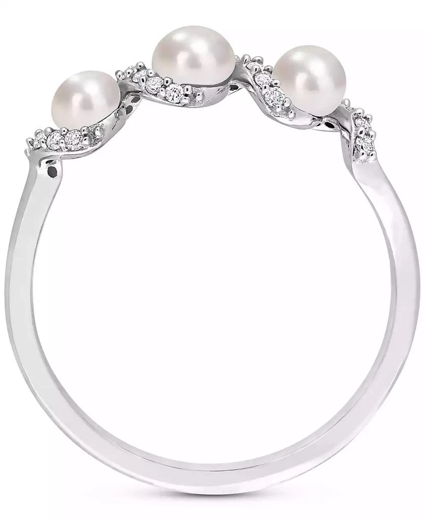 商品Macy's|Cultured Freshwater Pearl (3-4mm) & Diamond (1/10 ct. t.w.) Swirl Ring in 14k White Gold,价格¥12920,第3张图片详细描述