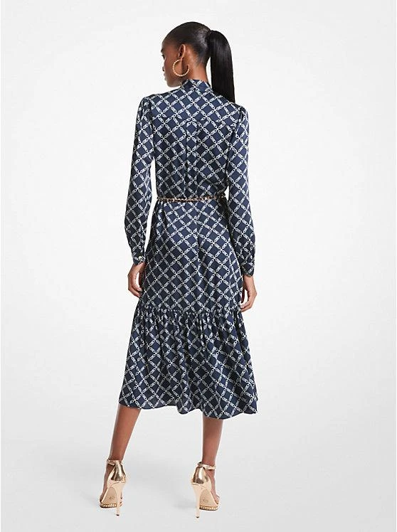 商品Michael Kors|Empire Logo Print Satin Belted Dress,价格¥1150,第2张图片详细描述