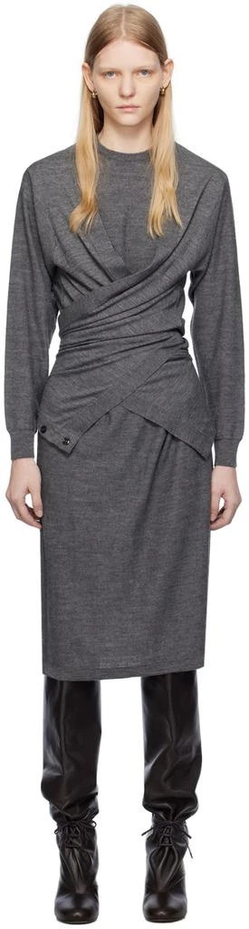 商品Lemaire|SSENSE Exclusive Gray Trompe L'Œil Midi Dress,价格¥2573,第1张图片