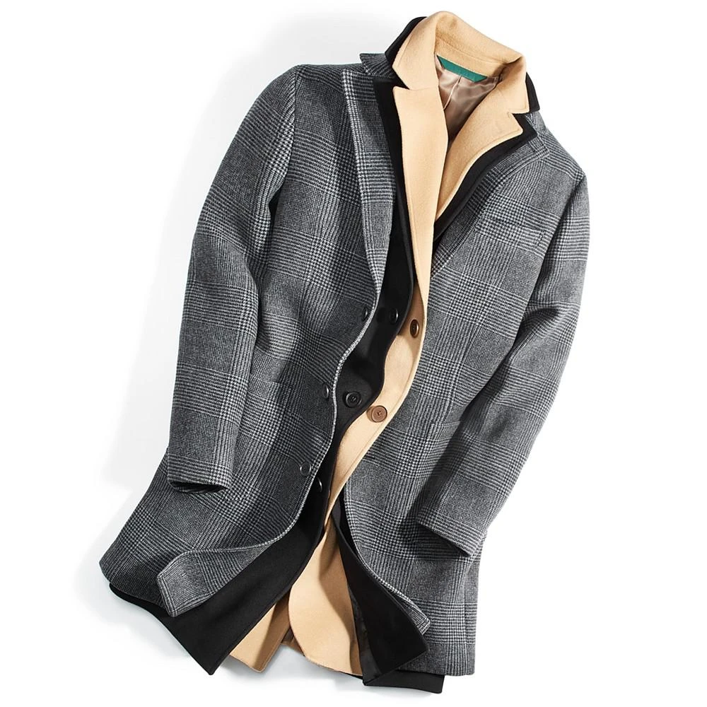 商品Brooks Brothers|Men's Plaid Double-Face Wool Blend Overcoat,价格¥2225,第5张图片详细描述