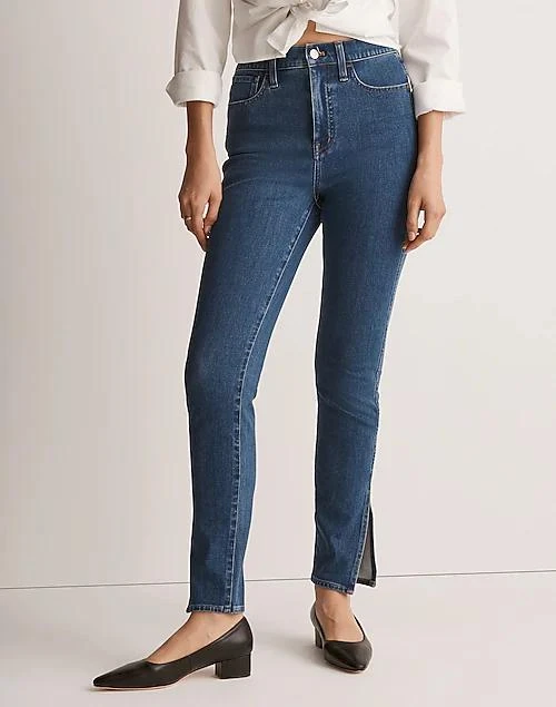11" High-Rise Roadtripper Supersoft Skinny Jeans in Medium Indigo Wash: Slit-Hem Edition 商品