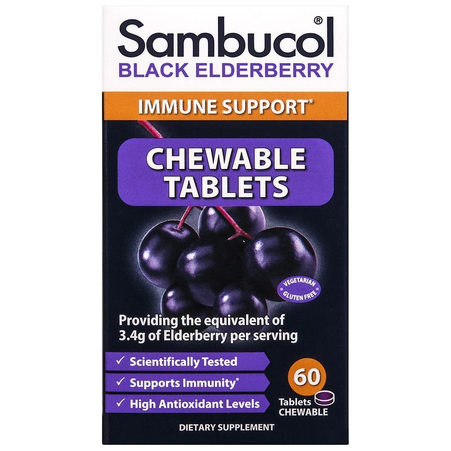 商品Sambucol|Black Elderberry Chewable Tablets,价格¥185,第1张图片