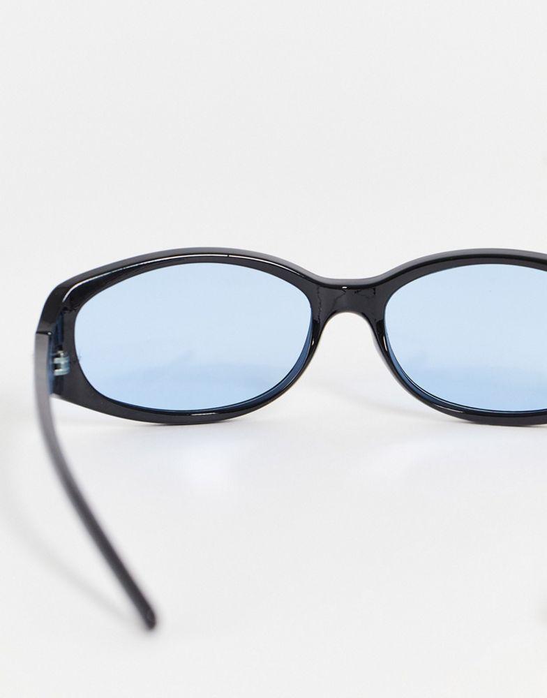 ASOS DESIGN Y2k runner sunglasses in black and blue - MBLUE商品第2张图片规格展示