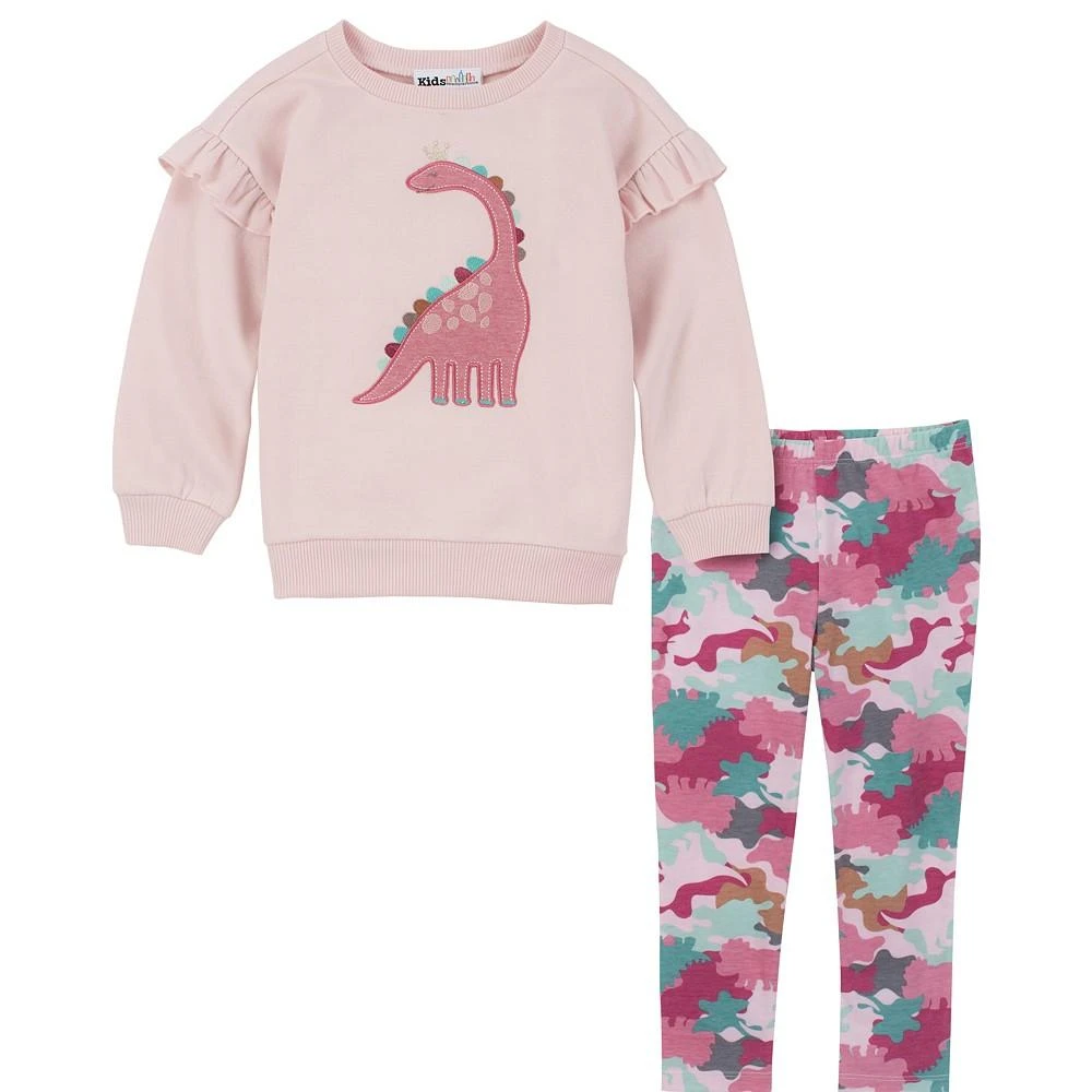 商品KIDS HEADQUARTERS|Little Girls Fleece Ruffle-Trim Pullover Tunic and Dinosaur Camo Leggings, 2 Piece Set,价格¥330,第1张图片