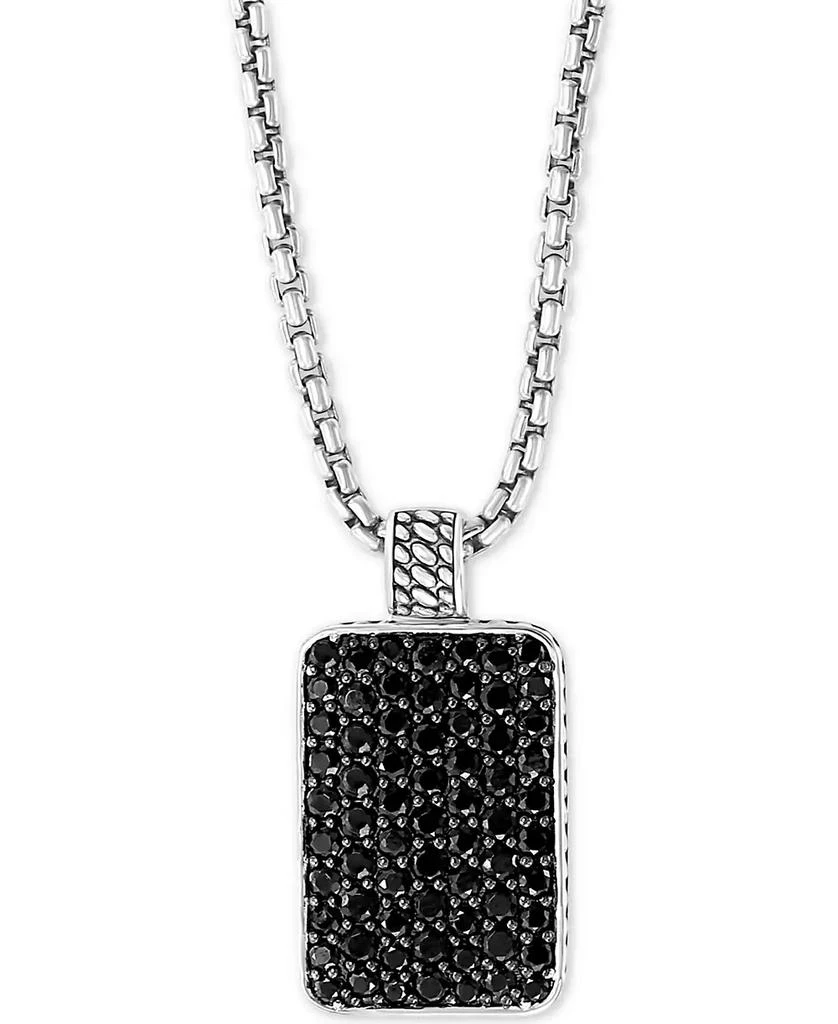 商品Effy|EFFY® Men's Black Spinel Dog Tag 22" Pendant Necklace in Sterling Silver,价格¥7667,第1张图片