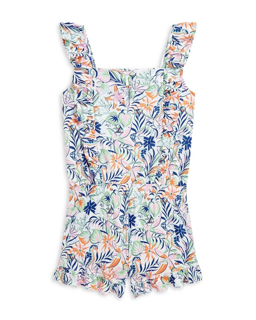 商品Ralph Lauren|Girls' Tropical Print Ruffled Cotton Romper - Little Kid, Big Kid,价格¥146,第2张图片详细描述