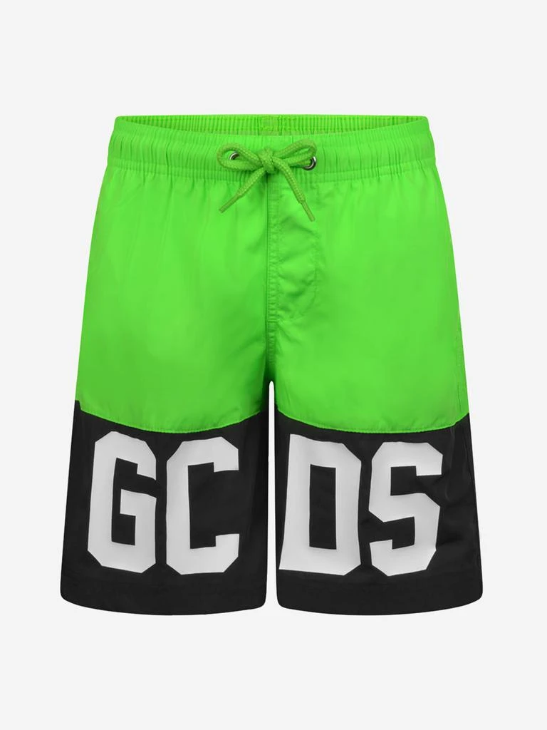 商品GCDS Mini|Boys Swim Short - Neon & Black Logo Swim Shorts,价格¥418,第1张图片