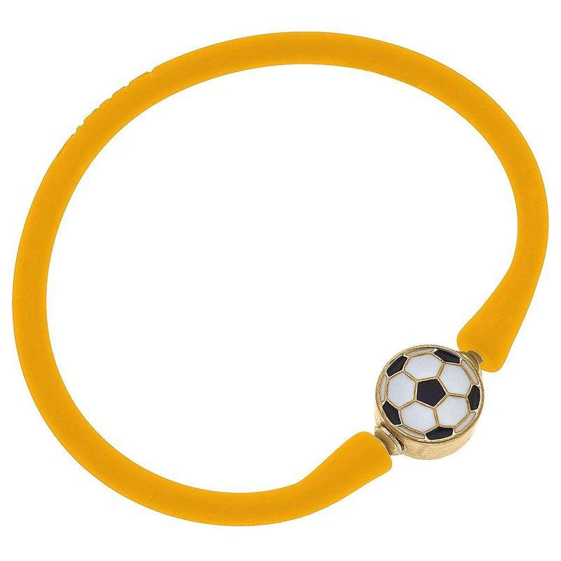 商品Canvas Style|Enamel Soccer Ball Silicone Bali Bracelet in Cantalope,价格¥213,第1张图片