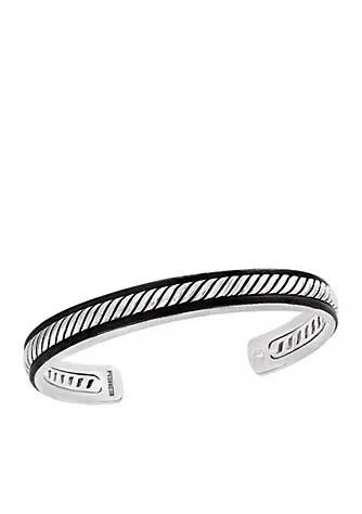 商品Effy|Mens Sterling Silver Leather Bracelet,价格¥1318,第1张图片
