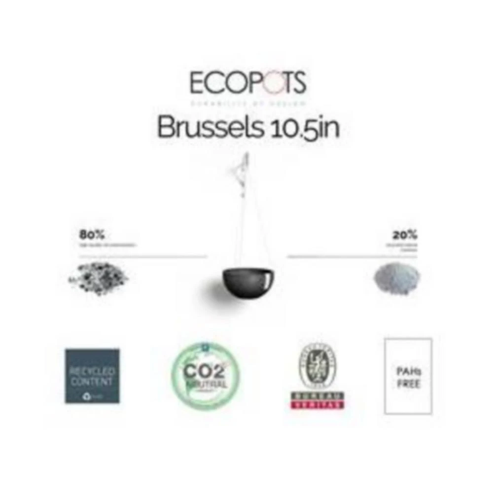 商品ECOPOTS|Plastic Round Hanging Brussels Flower Pot , Dark Grey, 10.5",价格¥257,第2张图片详细描述