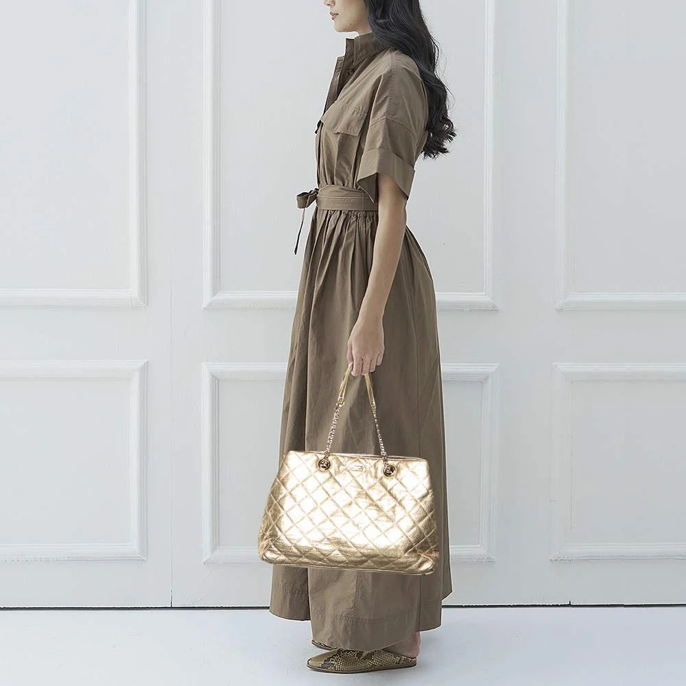 商品[二手商品] Kate Spade|Kate Spade Metallic Gold Quilted Leather Maryanne Tote,价格¥905,第2张图片详细描述