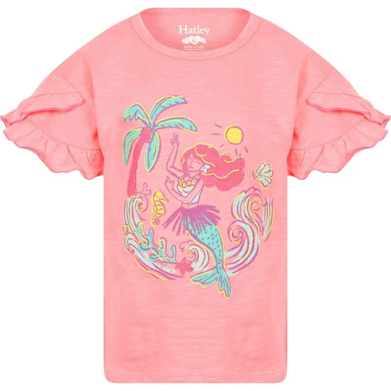 商品Hatley|Mermaid print ruffled t shirt in peach,价格¥318,第1张图片