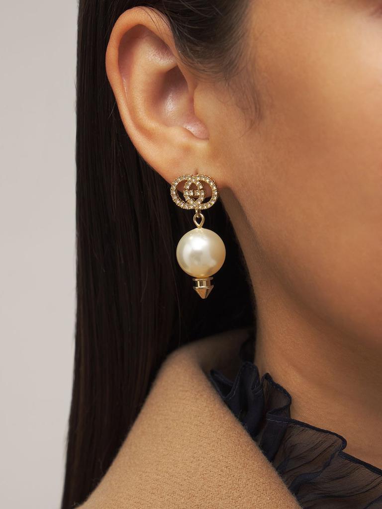 商品Gucci|Gg Imitation Pearl Pendant Earrings,价格¥3519,第1张图片