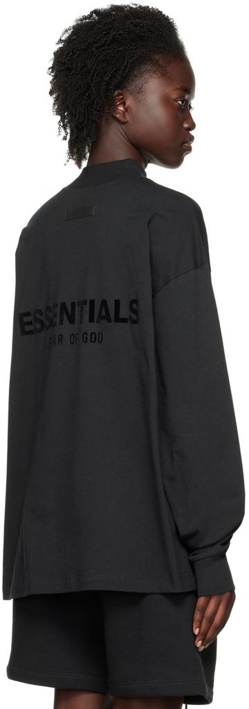 Black Flocked Long Sleeve T-Shirt商品第3张图片规格展示