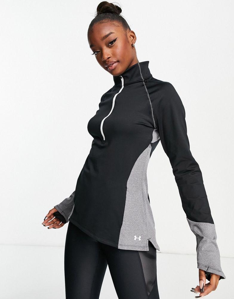 Under Armour Cozy half zip long sleeve top in black商品第1张图片规格展示