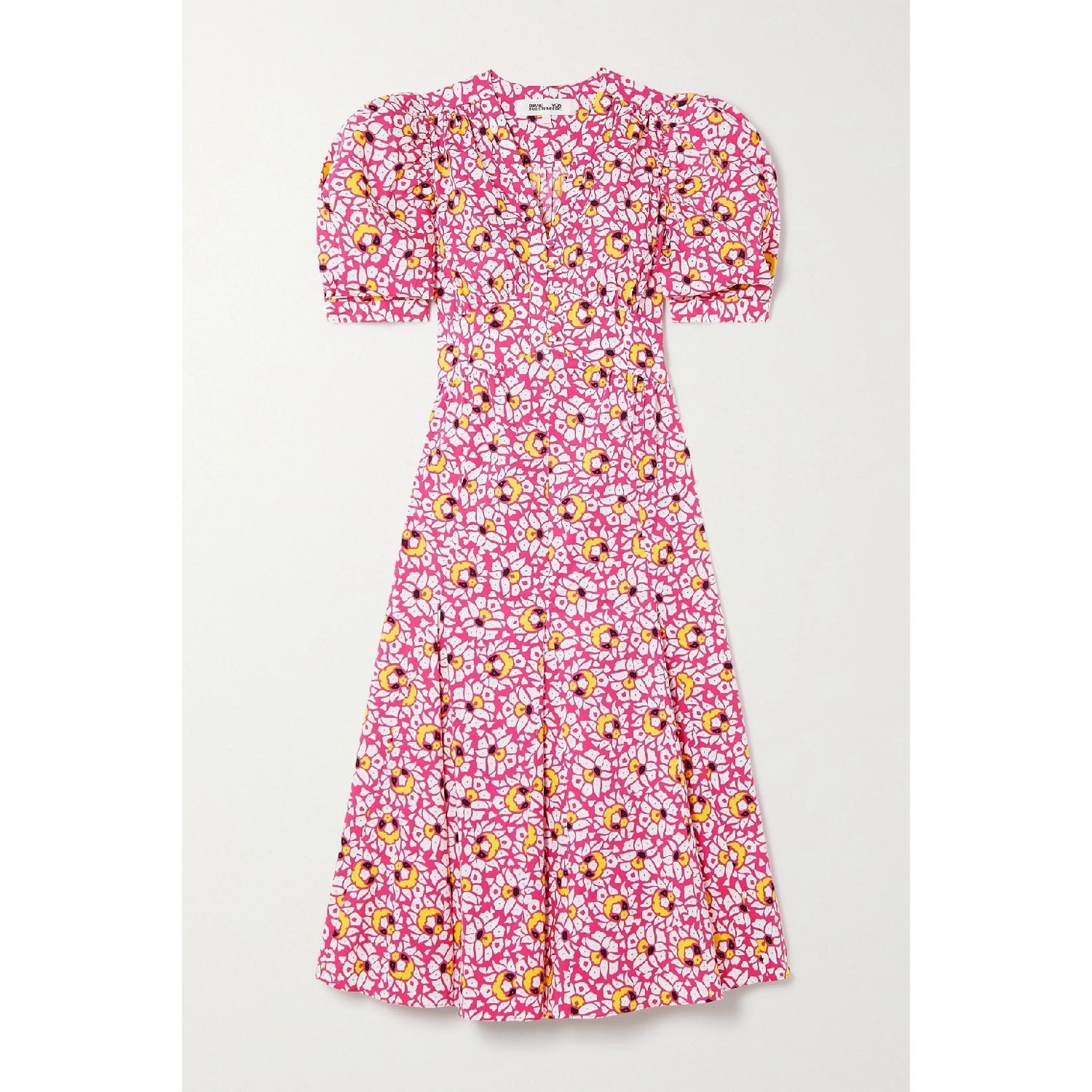 包邮包税【预售7天发货】 DIANE VON FURSTENBERG 23秋冬 女士 连衣裙 Melissa 印花弹力棉质府绸中长连衣裙 1647597303930872 DVFDS1R011PSSPK 商品第2张图片规格展示