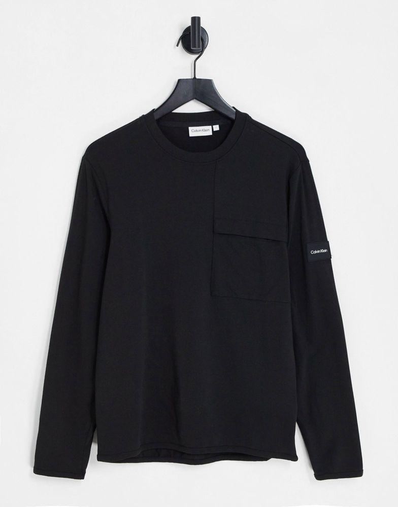 Calvin Klein long sleeve t-shirt with pocket in black商品第1张图片规格展示