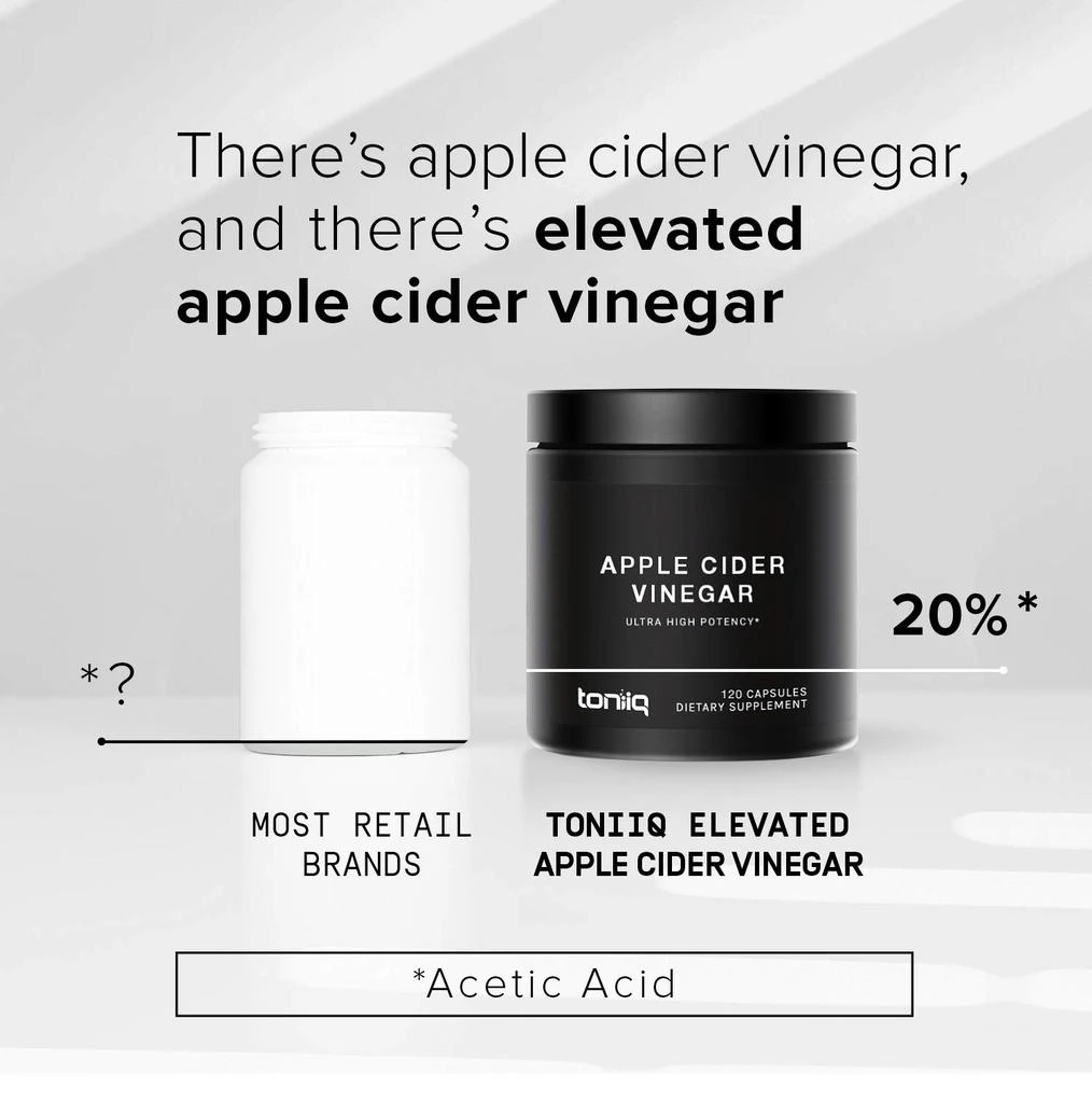 商品Toniiq|Apple Cider Vinegar Capsules - Ultra High Potency 2,010mg Formula with 20% Acetic Acid & Cayenne Pepper - Made with The Mother - Third-Party Lab Tested - 120 Capsules,价格¥165,第4张图片详细描述