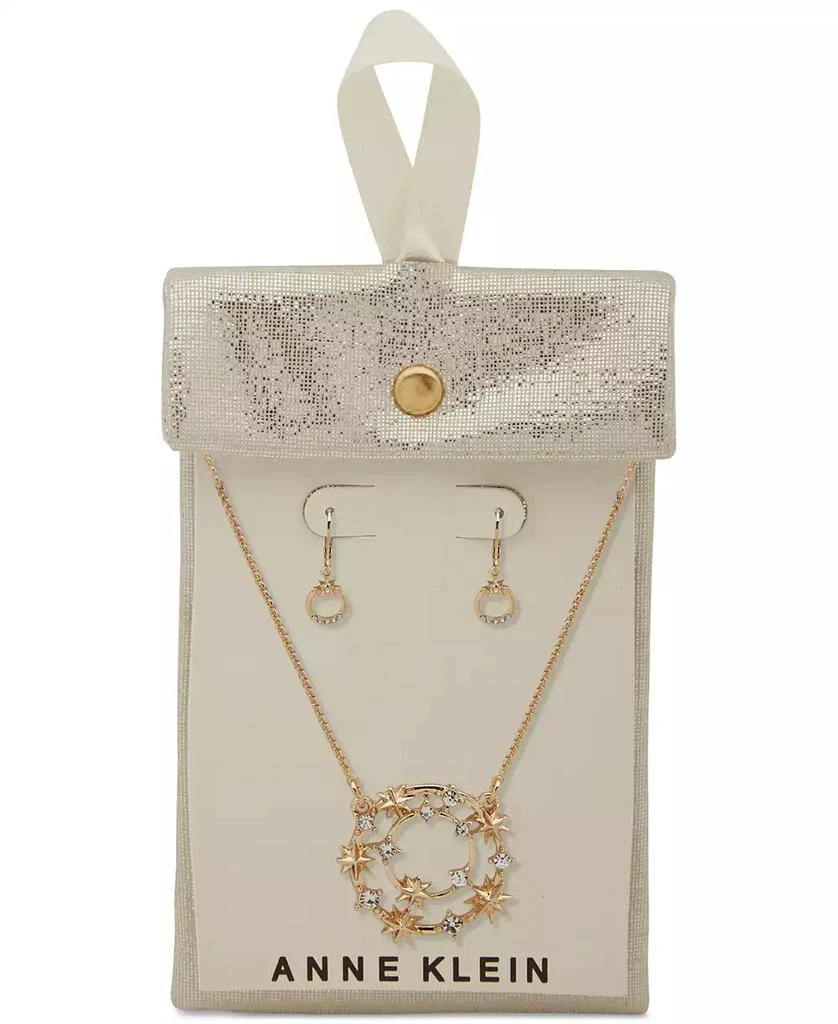 商品Anne Klein|Gold-Tone Crystal Celestial Pendant Necklace & Drop Earrings Set,价格¥92,第2张图片详细描述