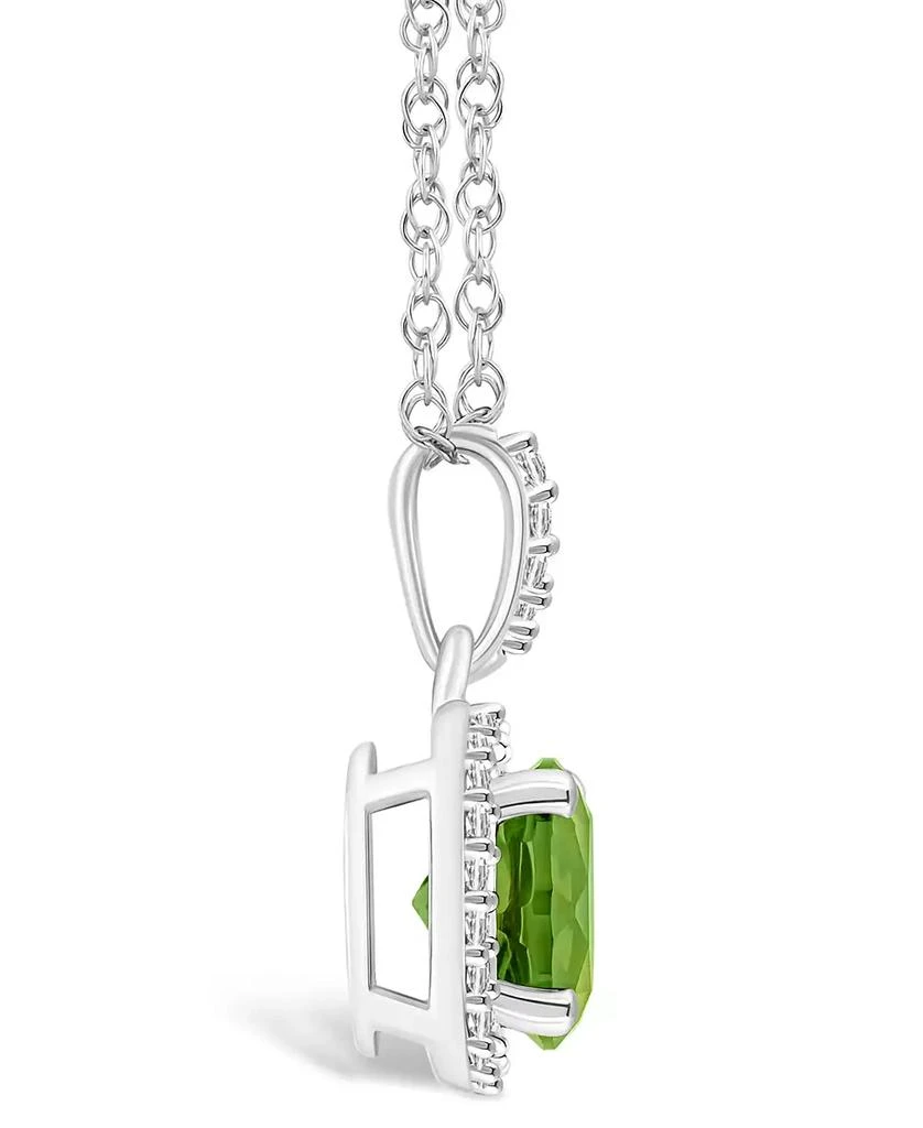 商品Macy's|Peridot (1-1/2 ct. t.w.) and Lab Grown Sapphire (1/6 ct. t.w.) Halo Pendant Necklace in 10K White Gold,价格¥2633,第3张图片详细描述