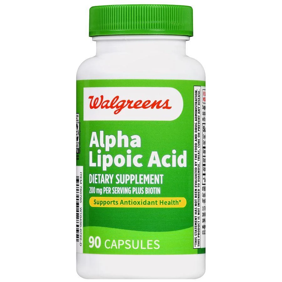 商品Walgreens|Alpha Lipoic Acid 200 mg plus Biotin Capsules (90 days),价格¥149,第2张图片详细描述