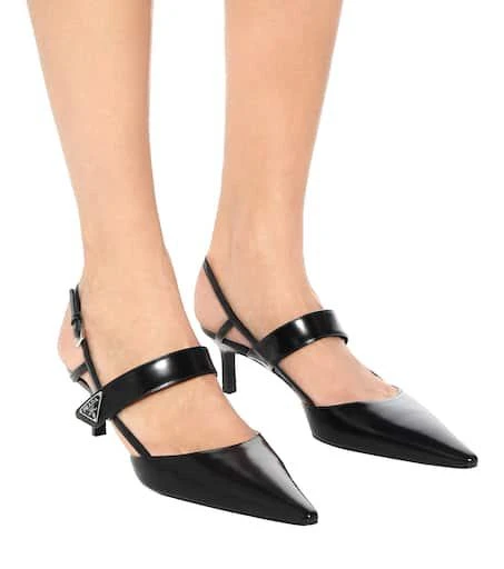 商品Prada|Leather slingback pumps,价格¥7340,第4张图片详细描述