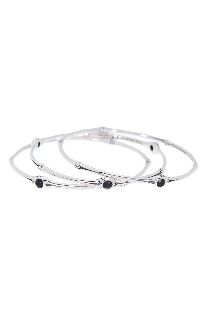 商品John Hardy|Sterling Silver Black Chalcedony Bamboo-Textured Bangle Bracelet - Set of 3,价格¥2542,第1张图片