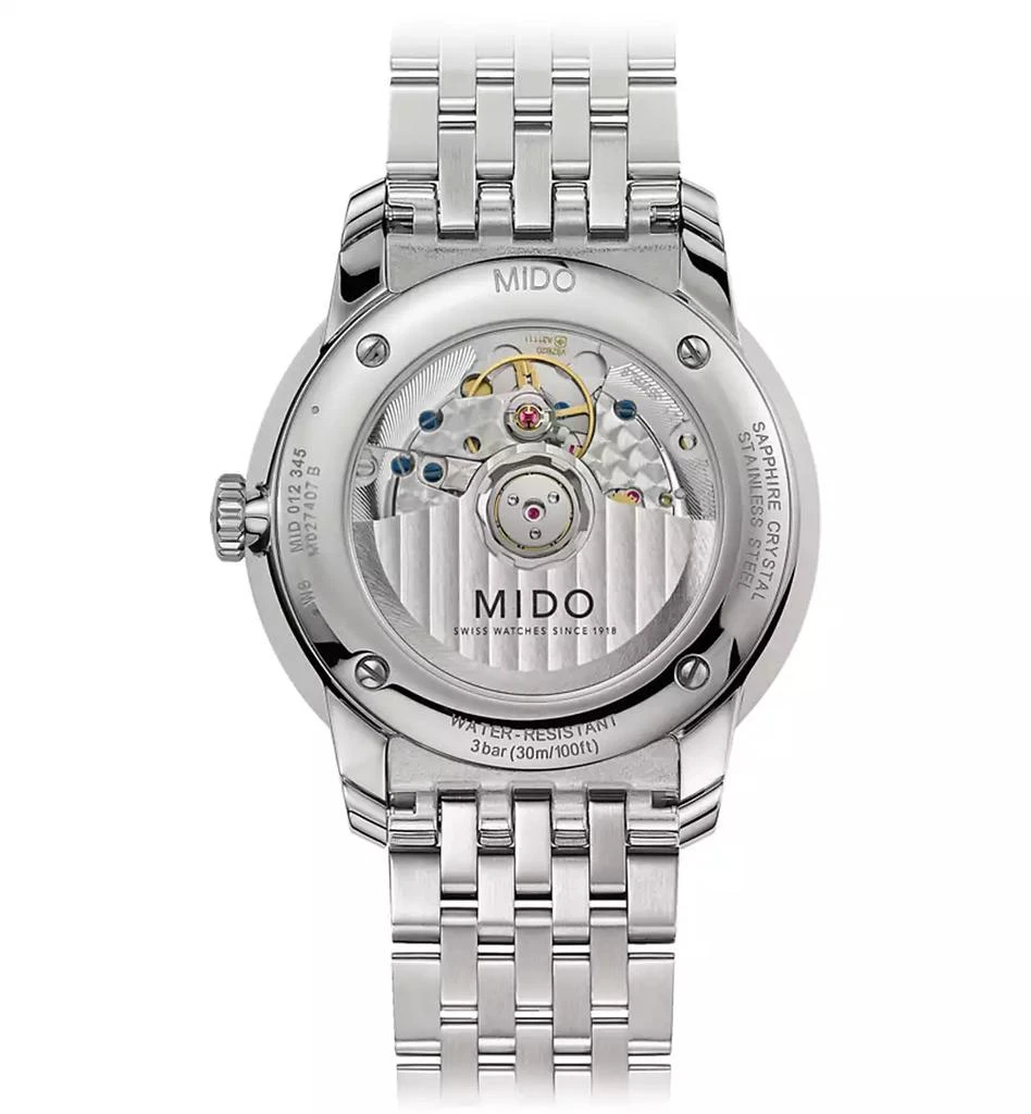 商品MIDO|Men's Swiss Automatic Baroncelli Smiling Moon Stainless Steel Bracelet Watch 39mm,价格¥9120,第2张图片详细描述