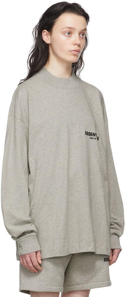 商品Essentials|灰色纯棉长袖T恤  女,价格¥389,第4张图片详细描述