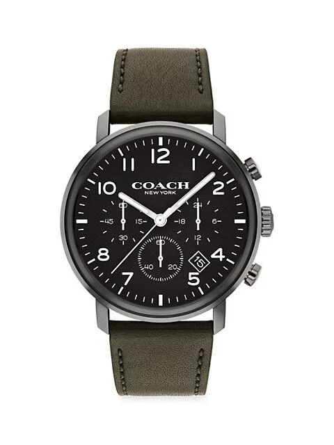 商品Coach|Harrison Ionic Plated Leather Strap Watch,价格¥2196,第1张图片