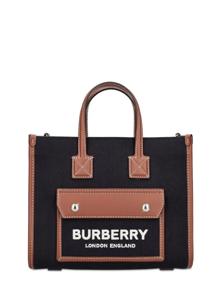 商品Burberry|Mini Freya Leather & Canvas Tote Bag,价格¥9556,第1张图片