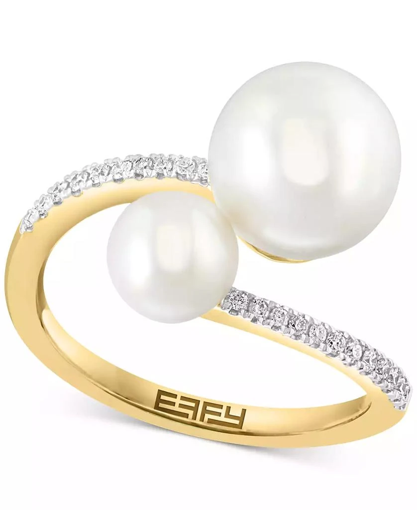 商品Effy|EFFY® Freshwater Pearl (6 & 9mm) & Diamond (1/8 ct. t.w.) Bypass Ring in 14k Gold,价格¥3045,第1张图片