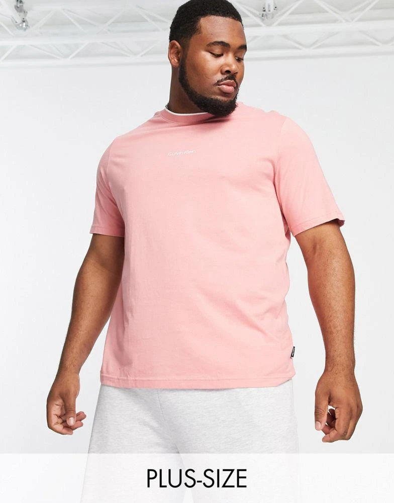 商品Calvin Klein|Calvin Klein Big & Tall center logo t-shirt in pink,价格¥423,第1张图片