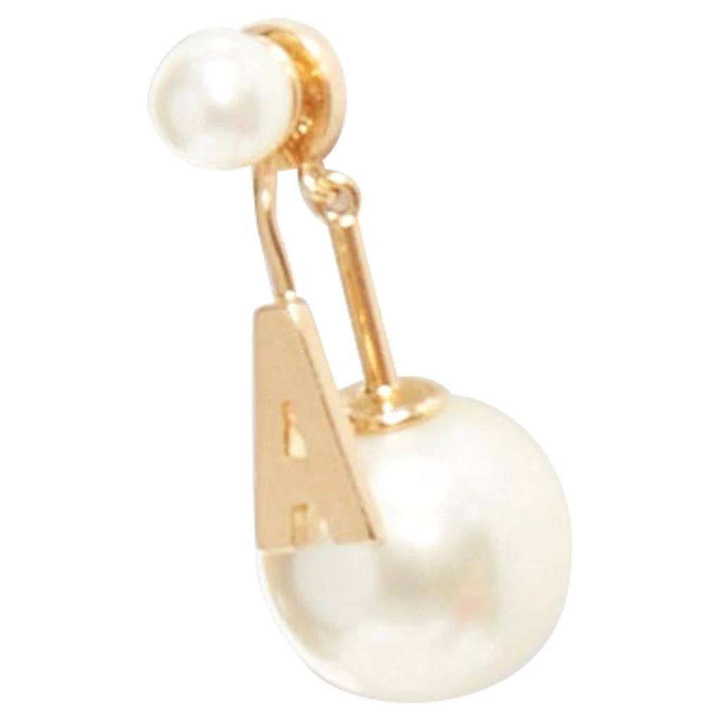 商品[二手商品] Dior|Tribales Gold Metal Letter A Faux Pearl Dangling Pin Earring,价格¥2579,第2张图片详细描述