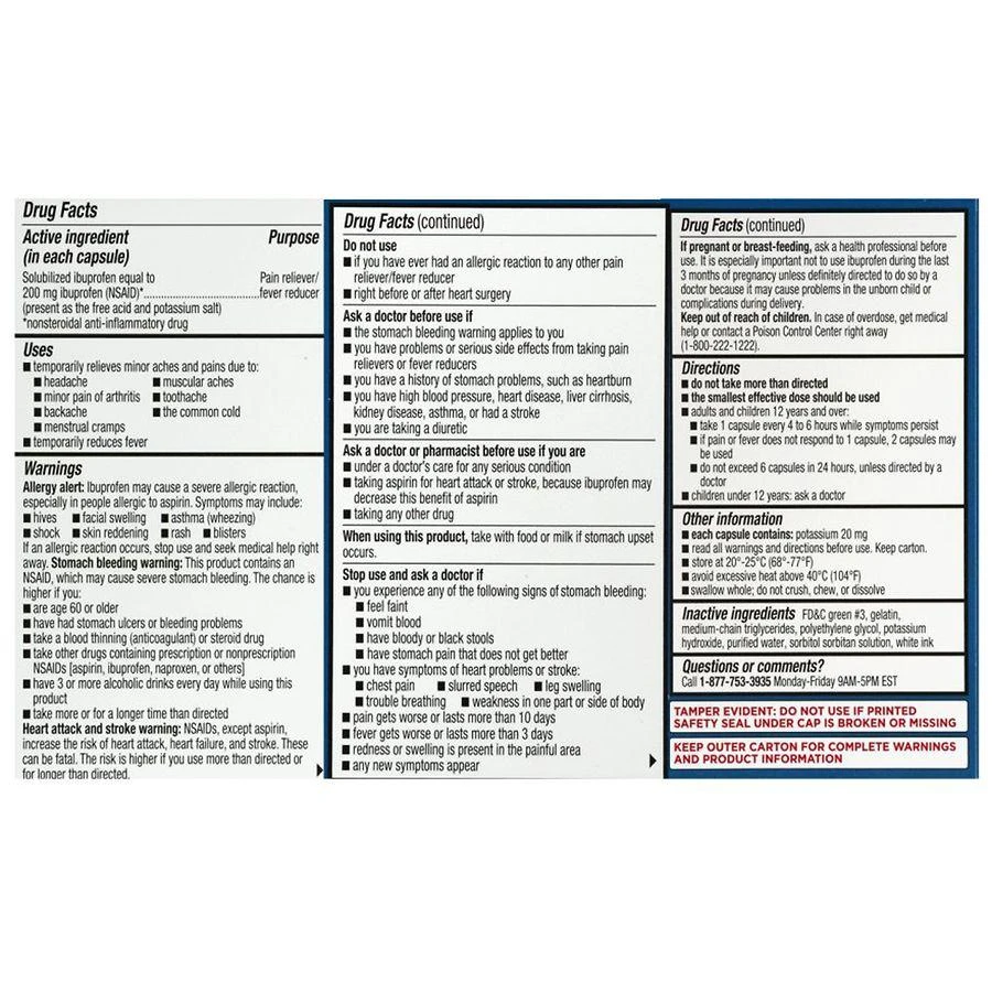 商品Walgreens|Ibuprofen Mini Softgels,价格¥82,第2张图片详细描述