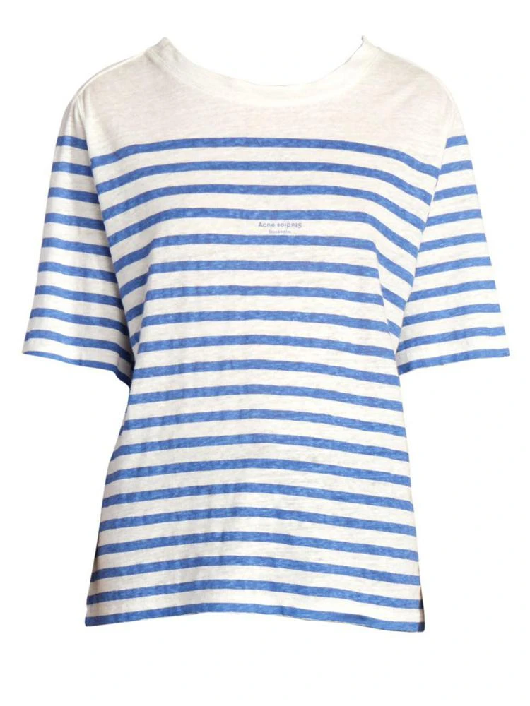 商品Acne Studios|Acne Studios - Stripe Linen T-Shirt,价格¥466,第1张图片