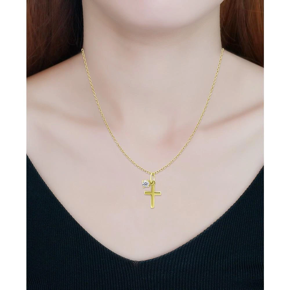 商品Giani Bernini|Cubic Zirconia Solitaire & Polished Cross Pendant Necklace in 18k Gold-Plated Sterling Silver, Created for Macy's,价格¥164,第2张图片详细描述